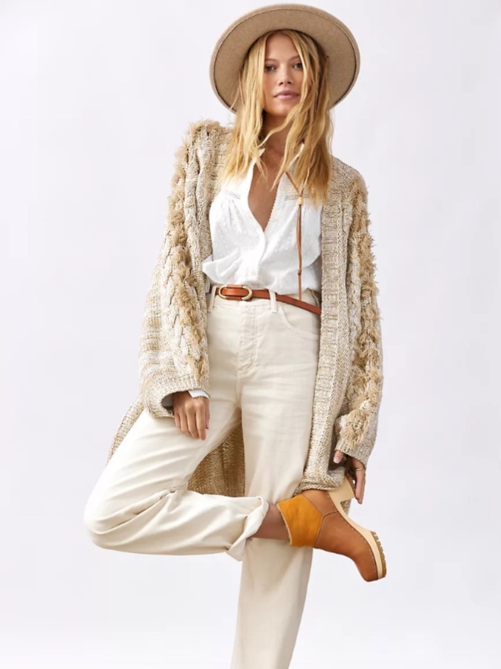 NWT Anthropologie Braided-Sleeve Cardigan Sweater OS